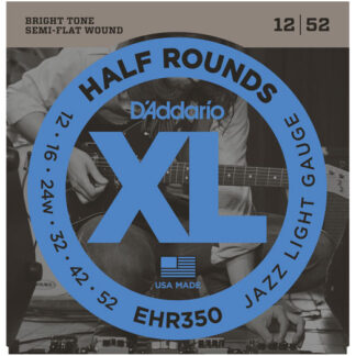 D'Addario EHR350 Half Round Electric Guitar Strings - Jazz Light - 12-52