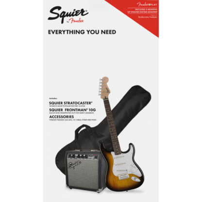 Squier Stratocaster Electric Guitar Pack With Everything You Need To Play In Brown Sunburst