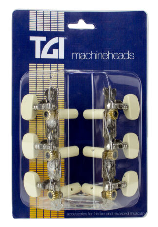 TGI Classical Guitar Machineheads - 3 In A Line In Nickel