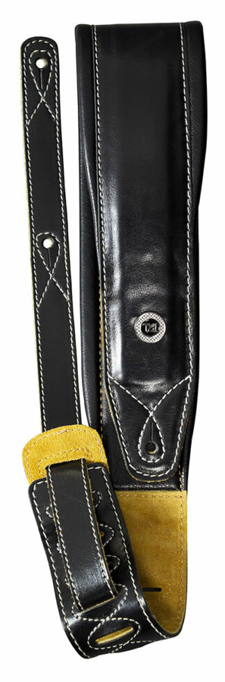 TGI Strap Padded Black Leather Double Stitch