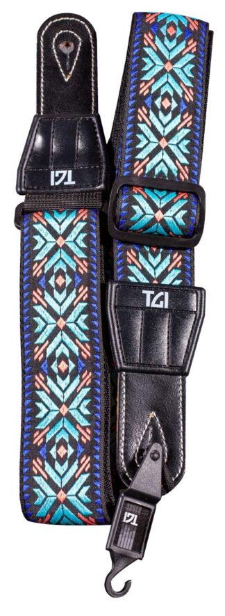 TGI Strap Woven Cotton Maltese Cross Stitch - Turquoise