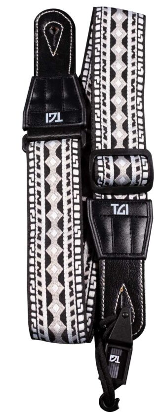 TGI Strap Woven Cotton Aztec Stitch - Black & White