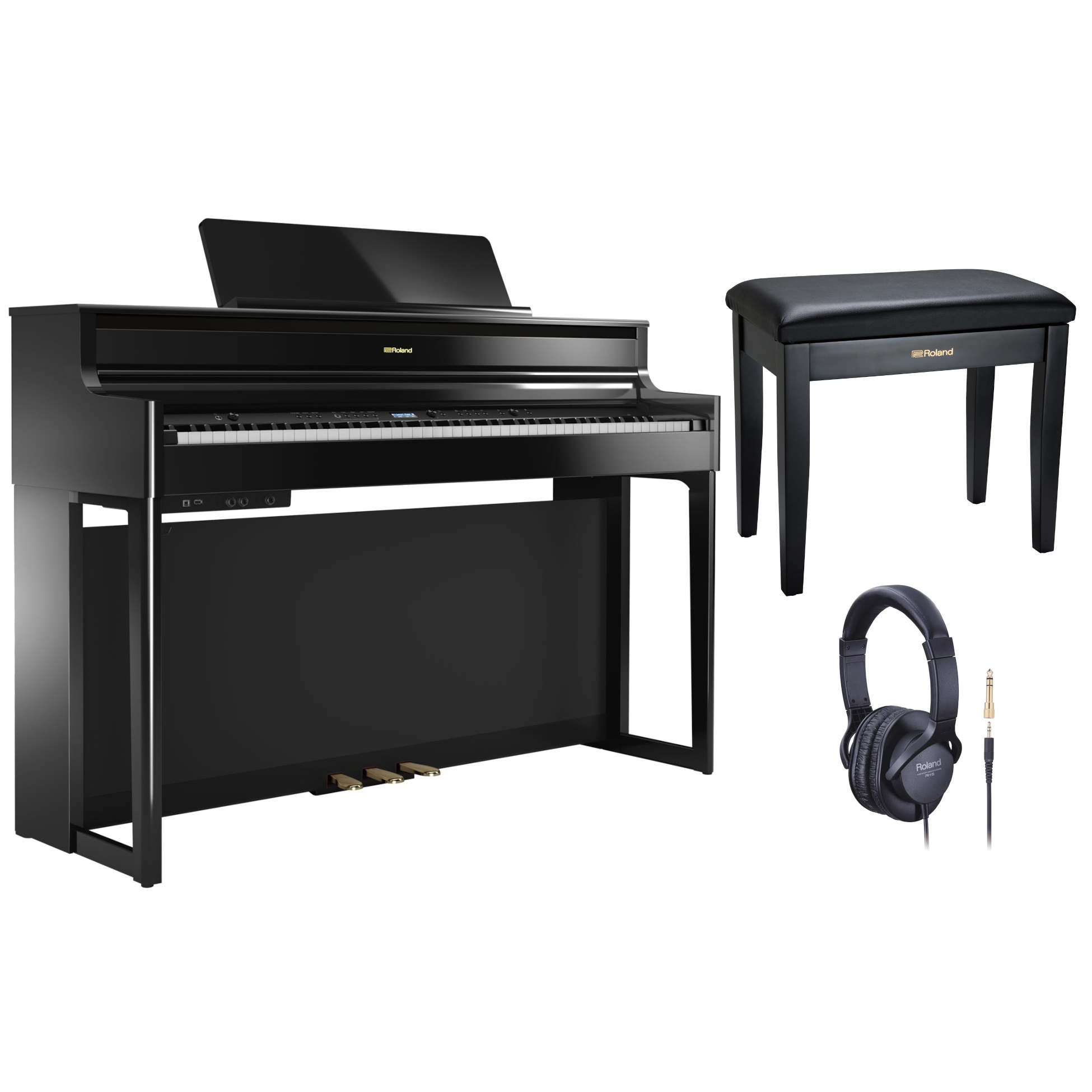 Roland HP704 Digital Upright Piano - Polished Ebony Finish