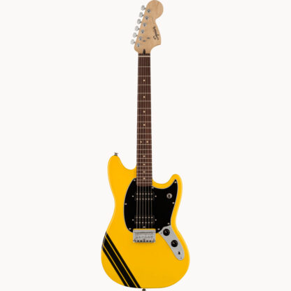 Squier FSR Bullet Competition Mustang HH Graffiti Yellow With Black Stripes