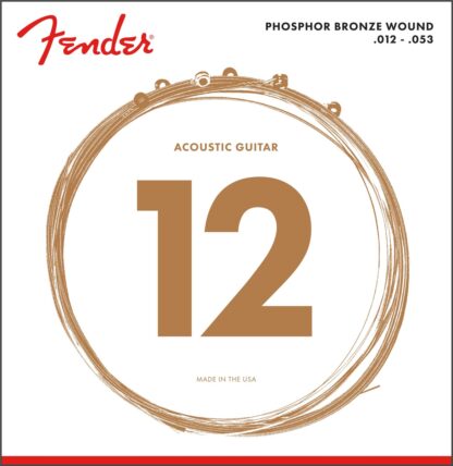 Fender Phosphor Bronze Acoustic Guitar Strings - Ball End - 60L .012-.053 Gauges - (6)