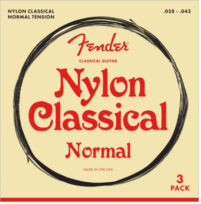 Fender Nylon Acoustic Strings - 100 Clear/Silver - Tie End - Gauges .028-.043 - 3-Pack