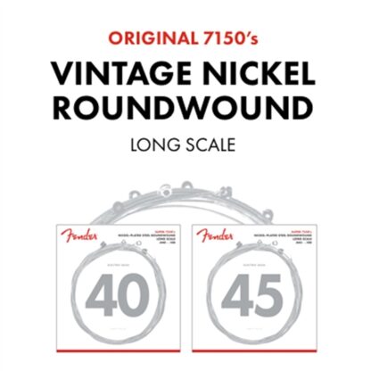 Fender Original 7150 Bass Strings - Pure Nickel - Roundwound - Long Scale - 7150ML .045-.100 Gauges - (4)