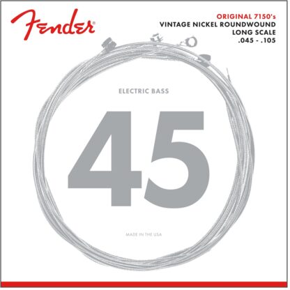 Fender Original 7150 Bass Strings - Pure Nickel - Roundwound - Long Scale - 7150M .045-.105 Gauges - (4)