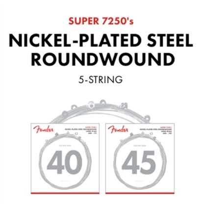 Fender 7250 Bass Strings - Nickel Plated Steel - Long Scale - 7250-5L .040-.115 Gauges - (5)