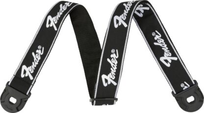 Fender Quick Grip Locking End Strap - Black with White Running Logo - 2 Inch