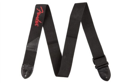 Fender Fender 2 Inch Black Poly Strap w/ Red Fender Logo