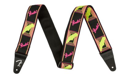 Fender Neon Monogrammed Strap - Pink and Yellow - 2 Inch