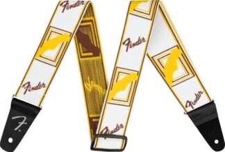 Fender Weighless 2 Inch Monogrammed Strap - White/Brown/Yellow