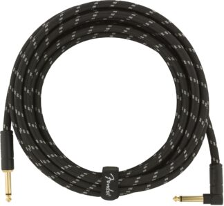 Fender Deluxe Series Instrument Cable - Straight/Angle - 15 ft Black Tweed