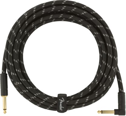 Fender Deluxe Series Instrument Cable - Straight/Angle - 15 ft Black Tweed