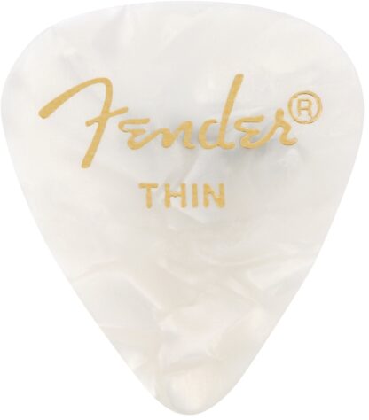 Fender Premium Celluloid 351 Shape Picks - Thin - White Moto - 12-Pack