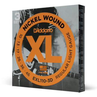 D'Addario EXL110-3D Nickel Wound Electric Guitar Strings - Regular Light - 10-46 - 3 Sets