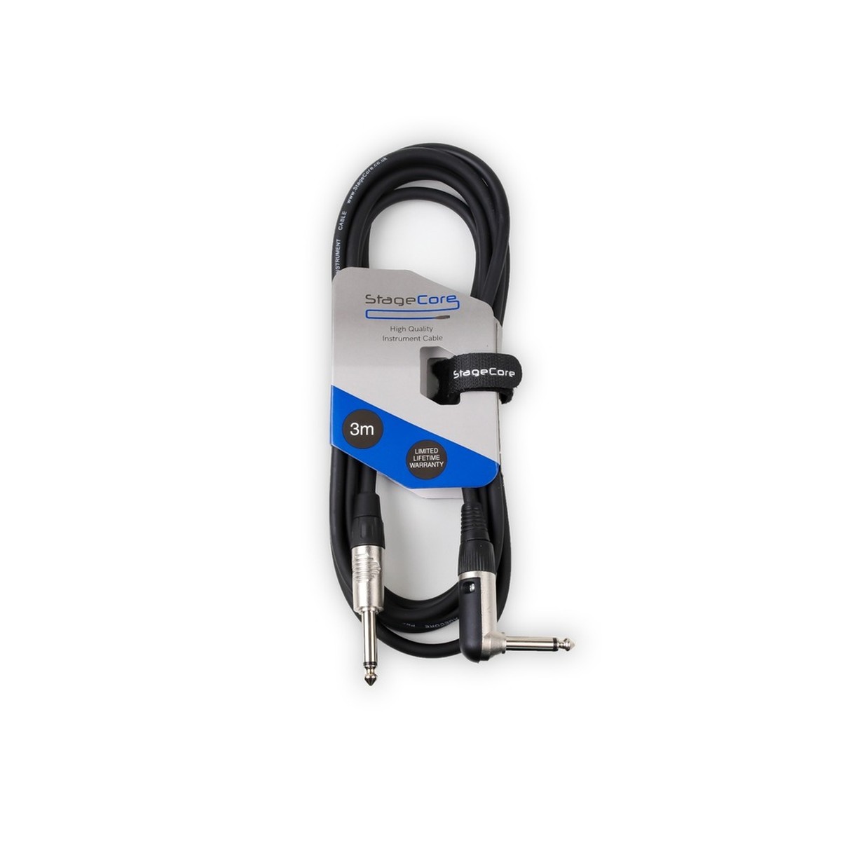 Core 3m Angled to Straight 6.35mm Instrument Cable β Black