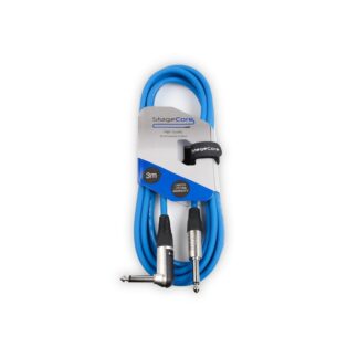 Core 3m Angled to Straight 6.35mm Instrument Cable – Blue