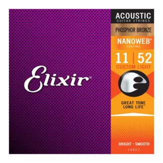 Elixir Nanoweb Phosphor Bronze Acoustic Strings Custom Light 11-52