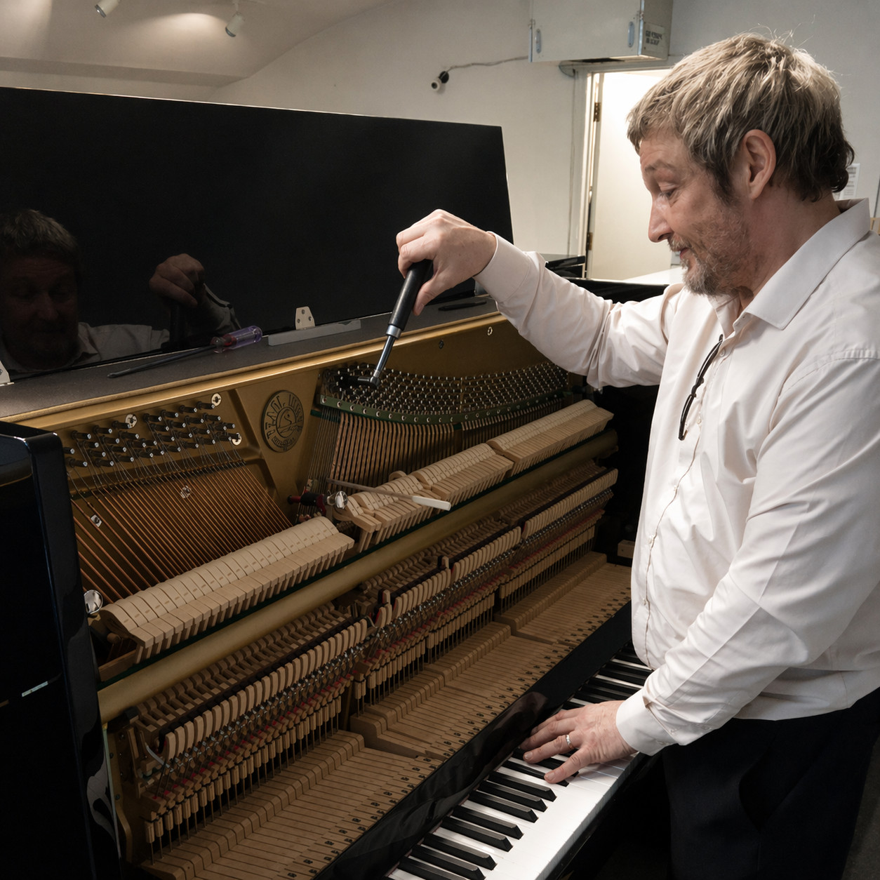 Mark, piano technician at Hickies