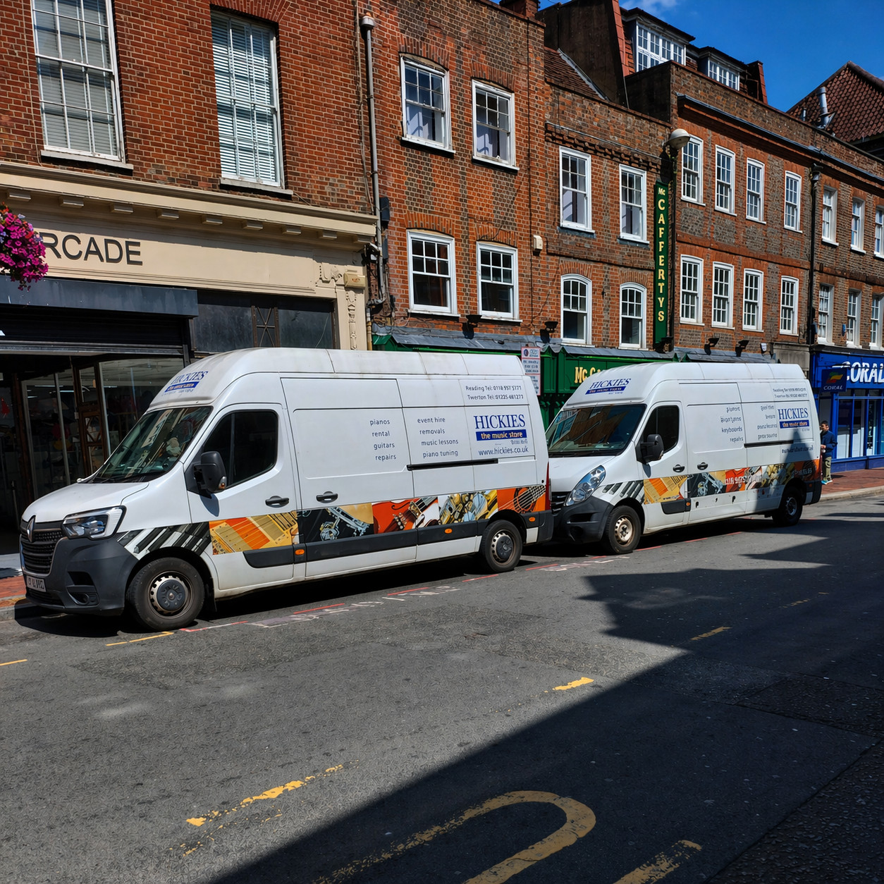 Hickies delivery vans handling piano delivery